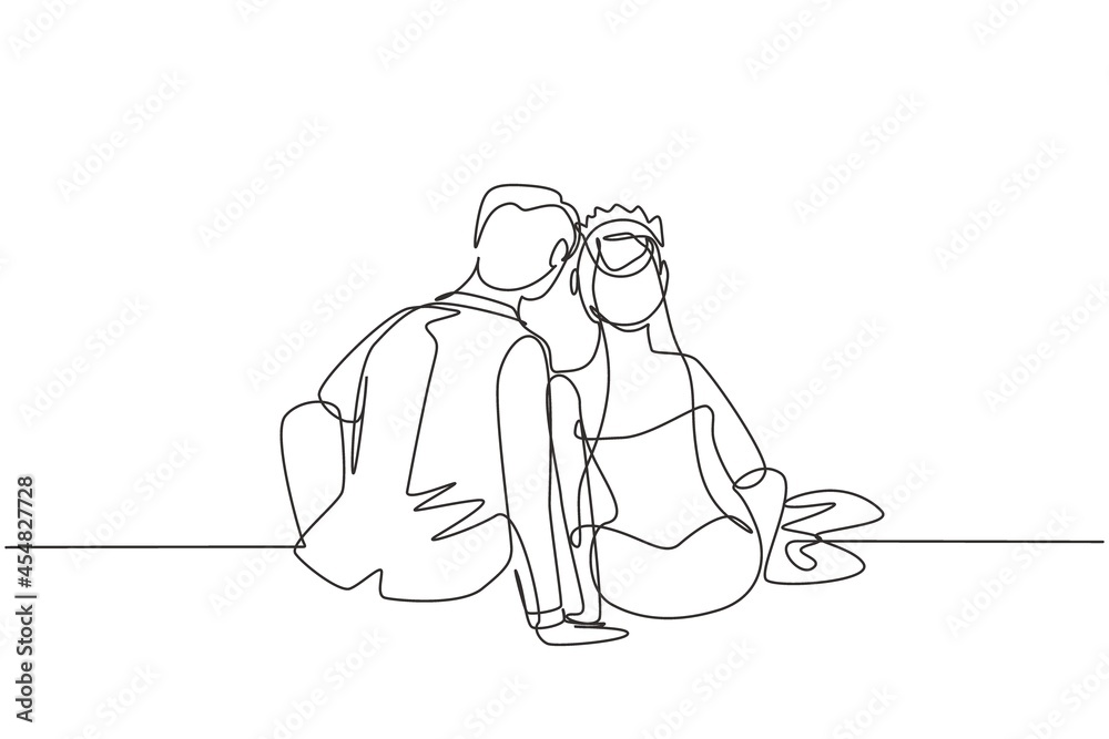 Continuous Line Drawing. Romantic Couple in Love. Man and Woman