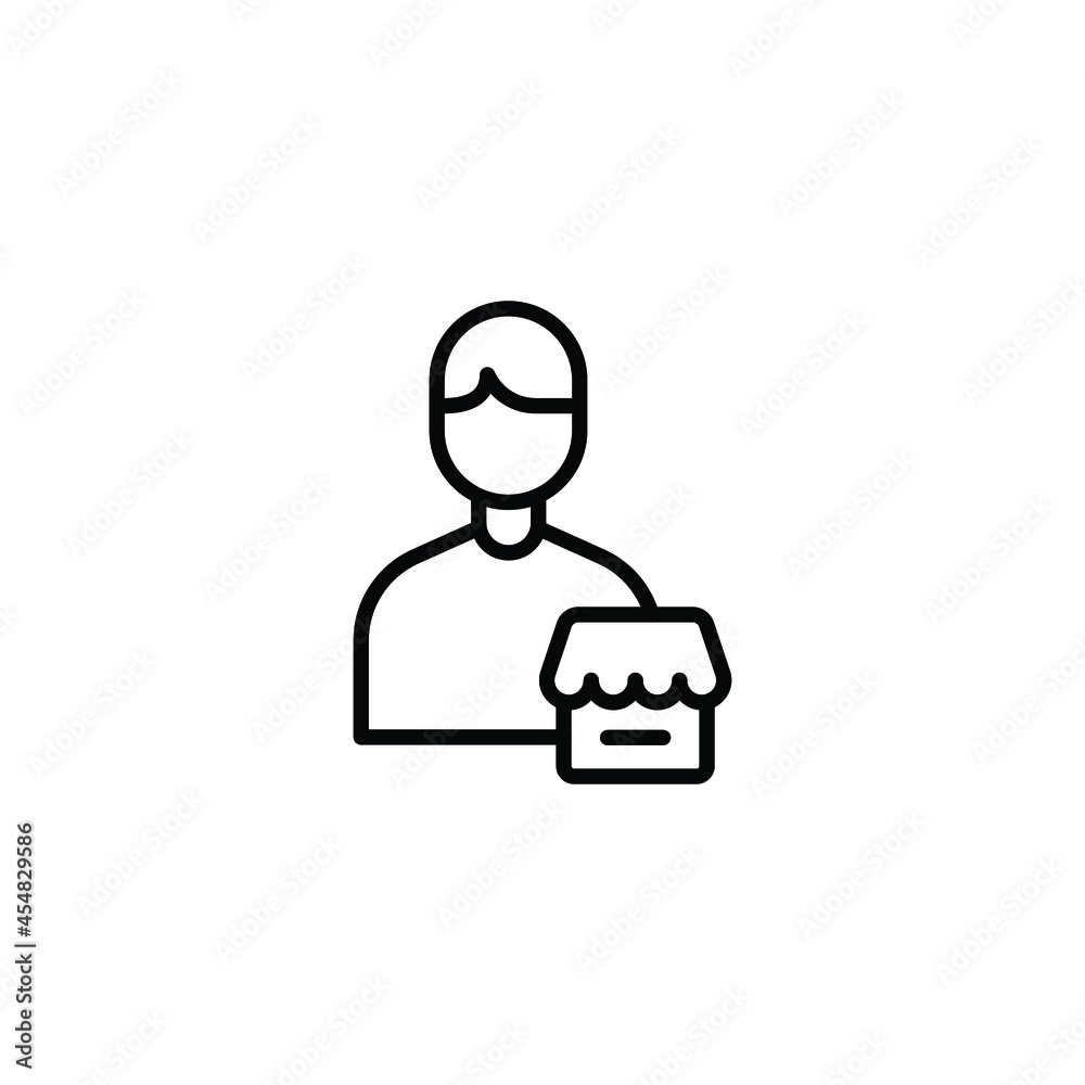 Seller vendor line icon. Simple outline style. Shop, market, business concept. Black and white symbol. Vector illustration isolated on white background. EPS 10 Seller vendor line icon. Simple outline style. Shop, market, business concept. Black and white symbol. Vector illustration isolated on white background. EPS 10
