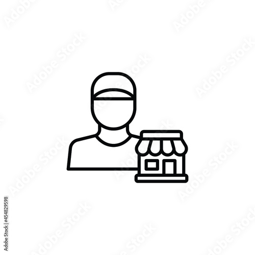 Seller vendor line icon. Simple outline style. Shop, market, business concept. Black and white symbol. Vector illustration isolated on white background. EPS 10