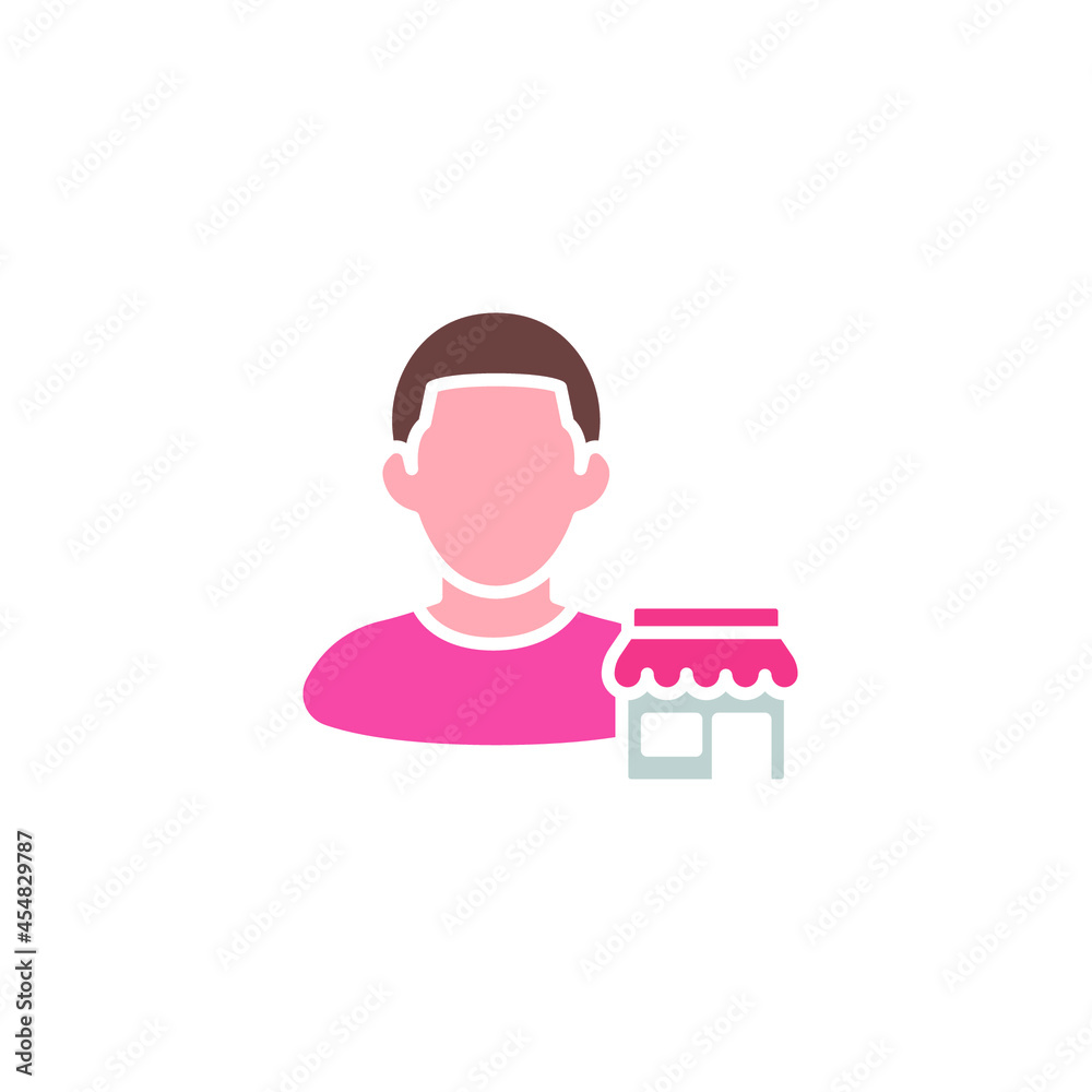 Seller vendor icon. Simple flat style. Shop, market, business concept. Color symbol. Vector illustration isolated on white background. EPS 10 Seller vendor icon. Simple flat style. Shop, market, business concept. Color symbol. Vector illustration isolated on white background. EPS 10