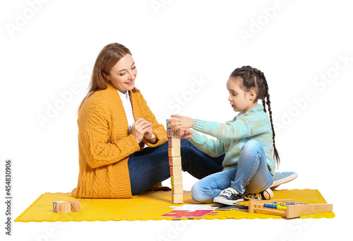 Female psychologist working...