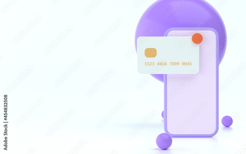 Digital payment on phone 3d illustration with soft lighting and bright colors Digital payment on phone 3d illustration with soft lighting and bright colors