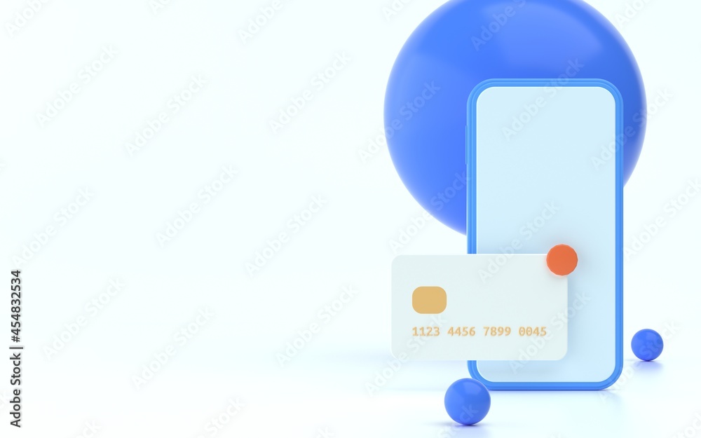 Digital payment on phone 3d illustration with soft lighting and bright colors Digital payment on phone 3d illustration with soft lighting and bright colors