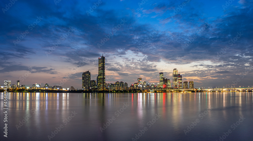 This is the night view of Yeouido in Korea.