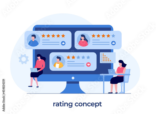 application rating concept, technology, customer satisfaction, review, ui and ux, social media, flat illustration vector