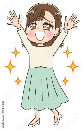 オフィスカジュアル 清楚な服を着た女性