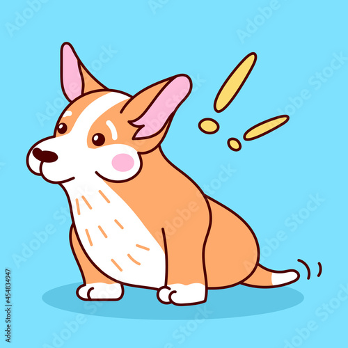 Cute corgi puppy sitting. Vector cartoon illustration
