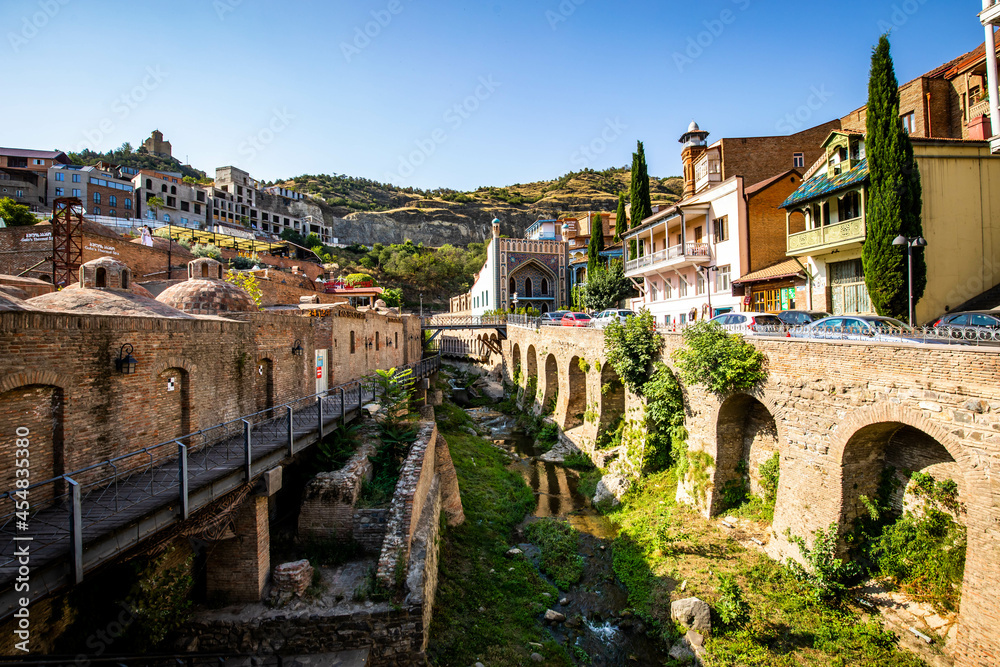 Famous historical sulfur baths georgian spa district in Tbilisi