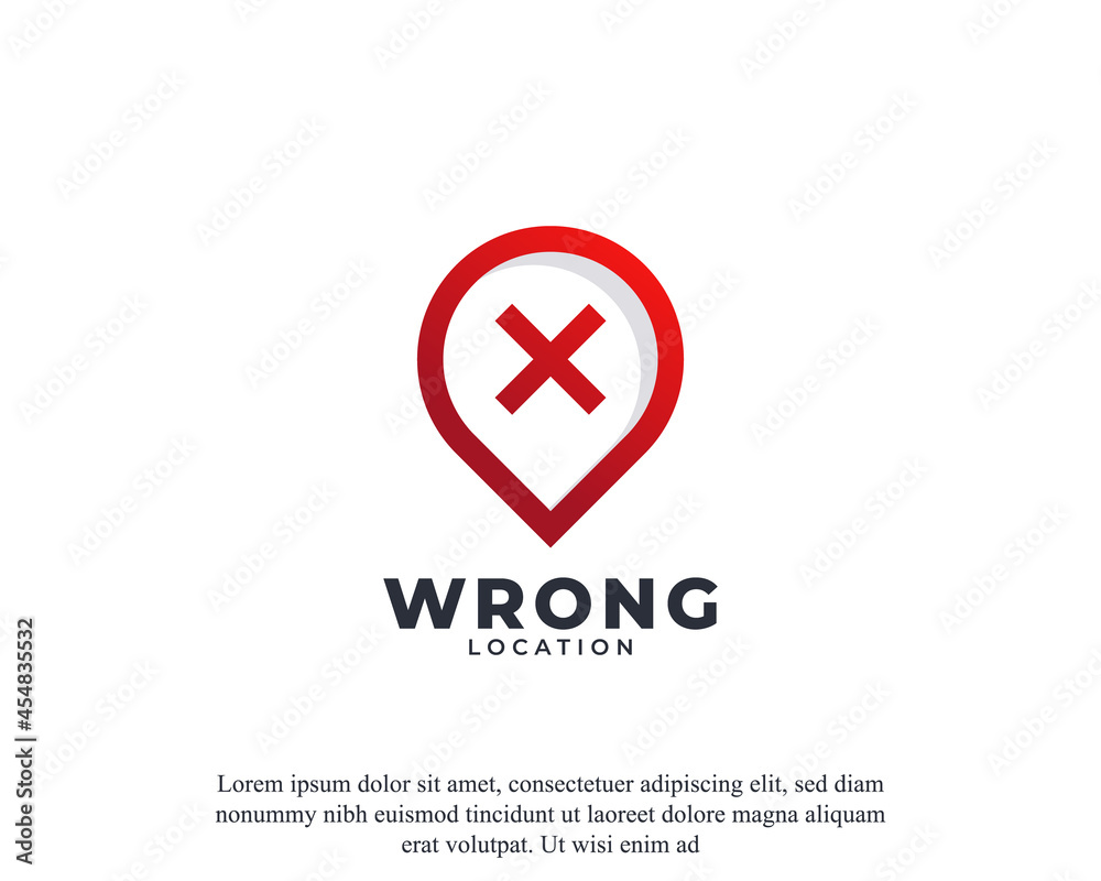 Wrong Location Icon. Cross Pin Logo Design Template Element Wrong Location Icon. Cross Pin Logo Design Template Element