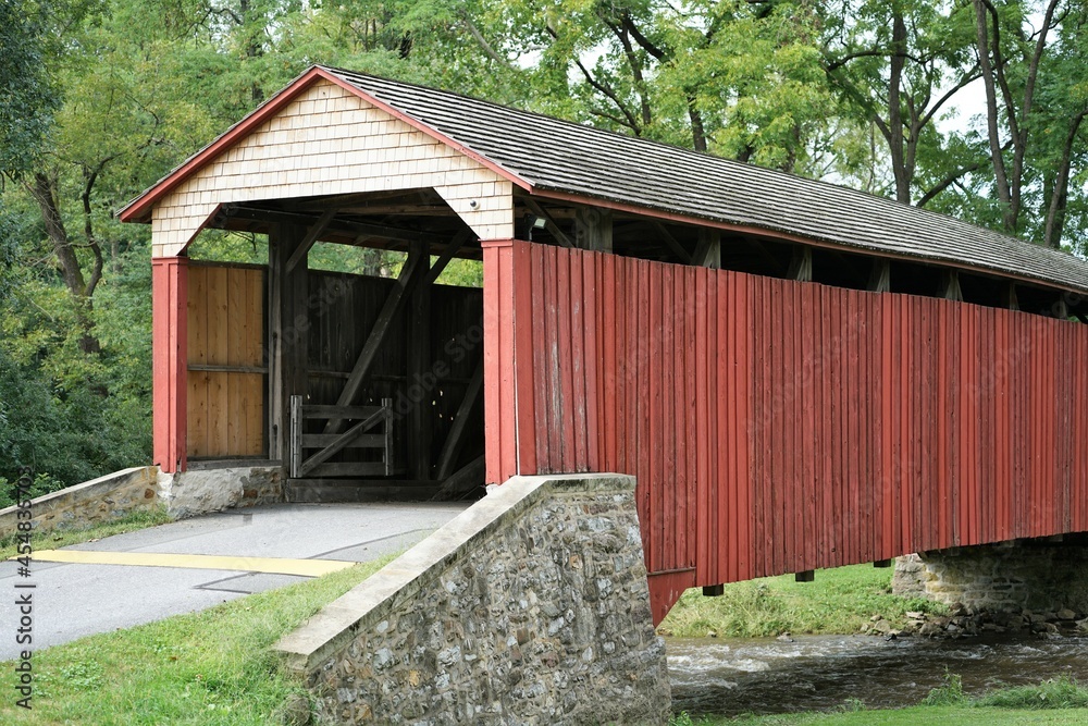 old wooden covered bridge in Lancaster County P.A. old wooden covered bridge in Lancaster County P.A.