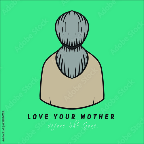 vector illustration of the back of a woman who is likened to our mother, a reminder to love our mother, she is the great woman who gave birth to us.
every day is Mother Day. photo