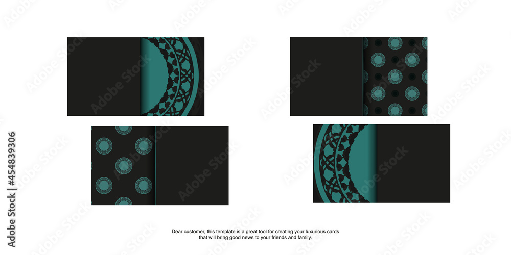 Stylish business cards with place for your text and abstract ornament. Template for print design of business cards in black with blue ornaments. Stylish business cards with place for your text and abstract ornament. Template for print design of business cards in black with blue ornaments.