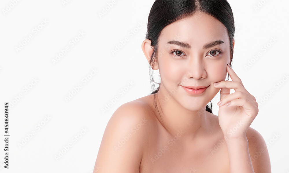Beautiful young asian woman with clean fresh skin on white background, Face care, Facial treatment, Cosmetology, beauty and spa, Asian women portrait. Beautiful young asian woman with clean fresh skin on white background, Face care, Facial treatment, Cosmetology, beauty and spa, Asian women portrait.