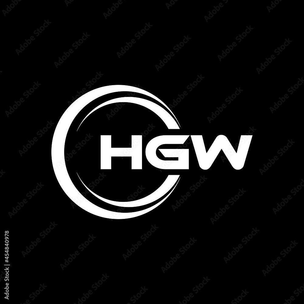 HGW letter logo design with black background in illustrator, vector