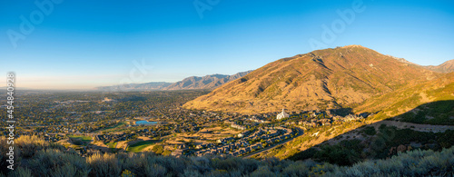 Panoramic view of Draper, Utah against the mountains and beautiful sky at the background © Jason