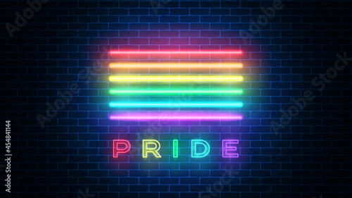 LGBT colors neon sign. Gay Pride neon logo. Vector illustration.