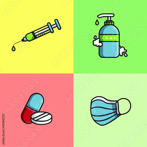 set of icons health things flat design vector premium