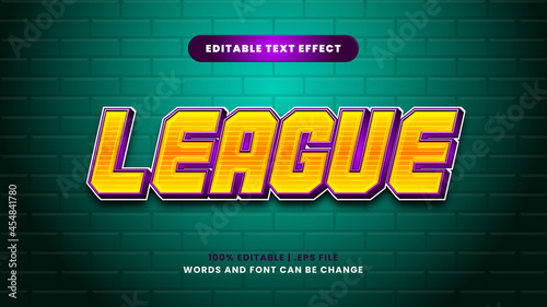 League editable text effect in modern 3d style