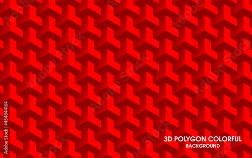 3D abstract background red polygon