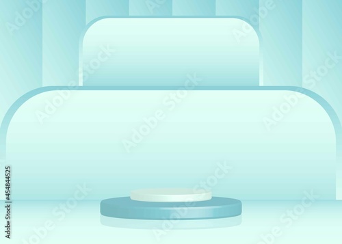 blue 3d rendering background with minimal product display podium simple beauty product display