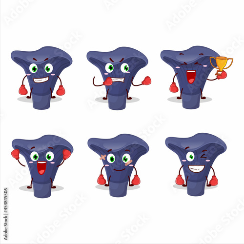 A sporty actarius indigo boxing athlete cartoon mascot design photo