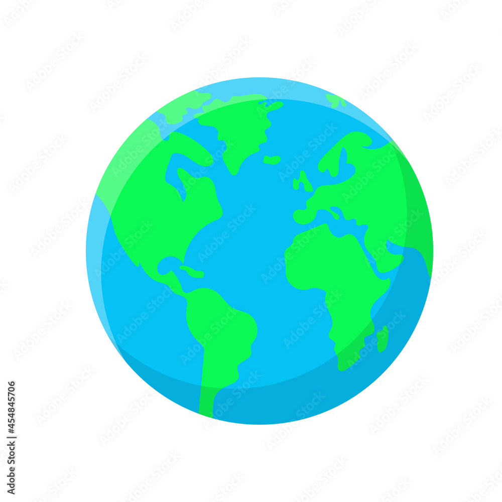 Planet earth or world globe with oceans and water. Flat planet Earth icon. Vector illustration. Planet earth or world globe with oceans and water. Flat planet Earth icon. Vector illustration.
