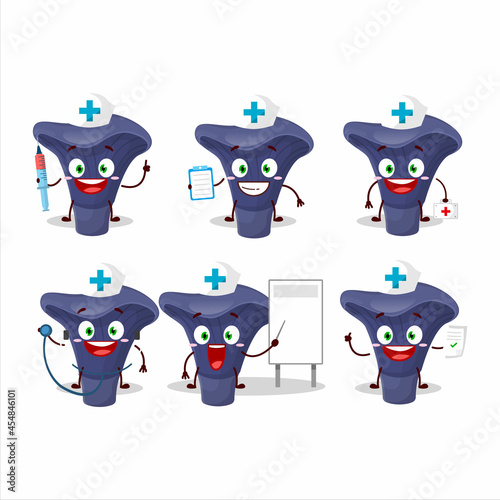 Doctor profession emoticon with actarius indigo cartoon character photo