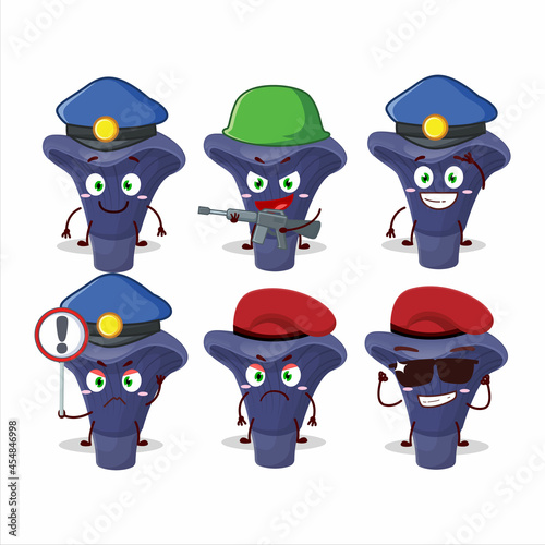 A dedicated Police officer of actarius indigo mascot design style photo