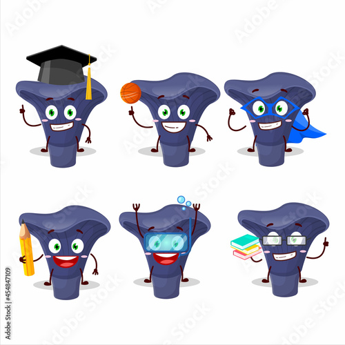 School student of actarius indigo cartoon character with various expressions photo
