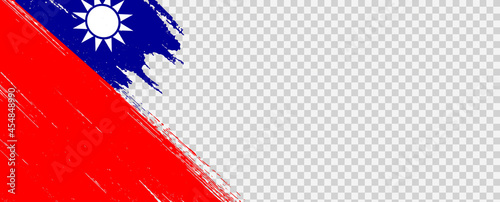 Taiwan flag with brush paint textured isolated  on png or transparent background,Symbol of Taiwan,template for banner,promote, design,vector,top gold medal winner sport country