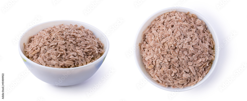 set of flattened rice also known as parched or beaten rice in a bowl, parboiled and dried, flakes like rice commonly called poha or aval in indian subcontinent, taken from different angles on white set of flattened rice also known as parched or beaten rice in a bowl, parboiled and dried, flakes like rice commonly called poha or aval in indian subcontinent, taken from different angles on white