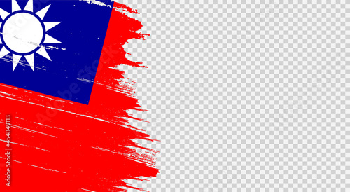 Taiwan flag with brush paint textured isolated  on png or transparent background,Symbol of Taiwan,template for banner,promote, design,vector,top gold medal winner sport country