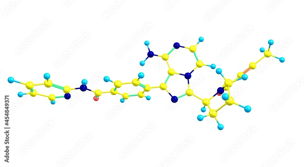 Acalabrutinib molecular structure isolated on white Acalabrutinib molecular structure isolated on white