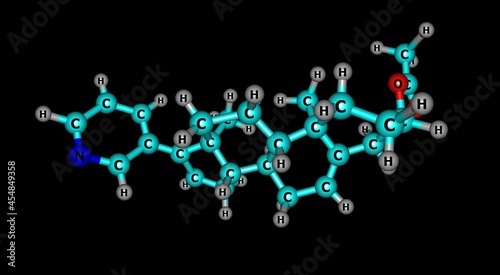 Abiraterone molecular structure isolated on black