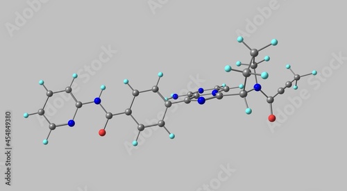 Acalabrutinib molecular structure isolated on grey photo