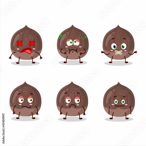 Chestnut cartoon in character with nope expression