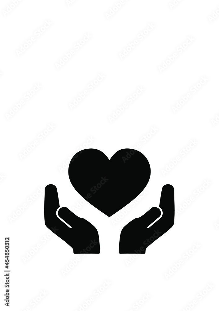 HAND AND LOVE ICON, HEART HEALTH CARE SYMBOL HAND AND LOVE ICON, HEART HEALTH CARE SYMBOL