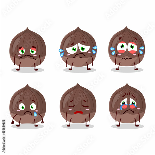 Chestnut cartoon in character with sad expression