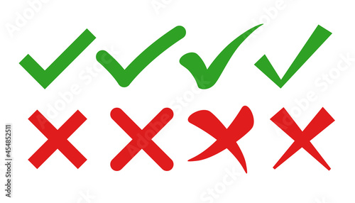 check mark and cross symbols in flat styles