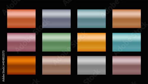 set of metal gradients in different shades and colors
