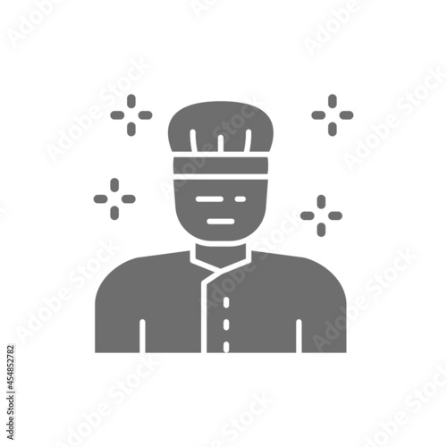 Doctor in medical uniform, surgeon in mask grey icon.