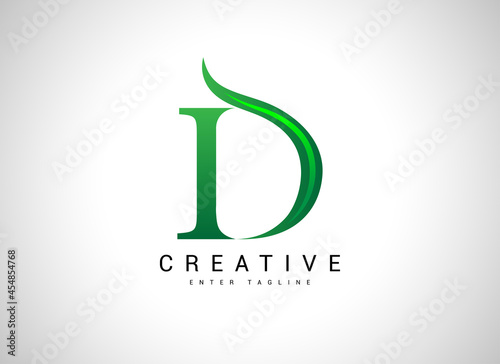 D Letter Logo Design, starting with D in leaf pattern