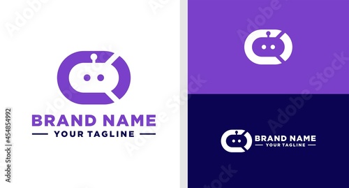 LETTER C LOGO ROBOT NEGATIVE SPACE EDITABLE