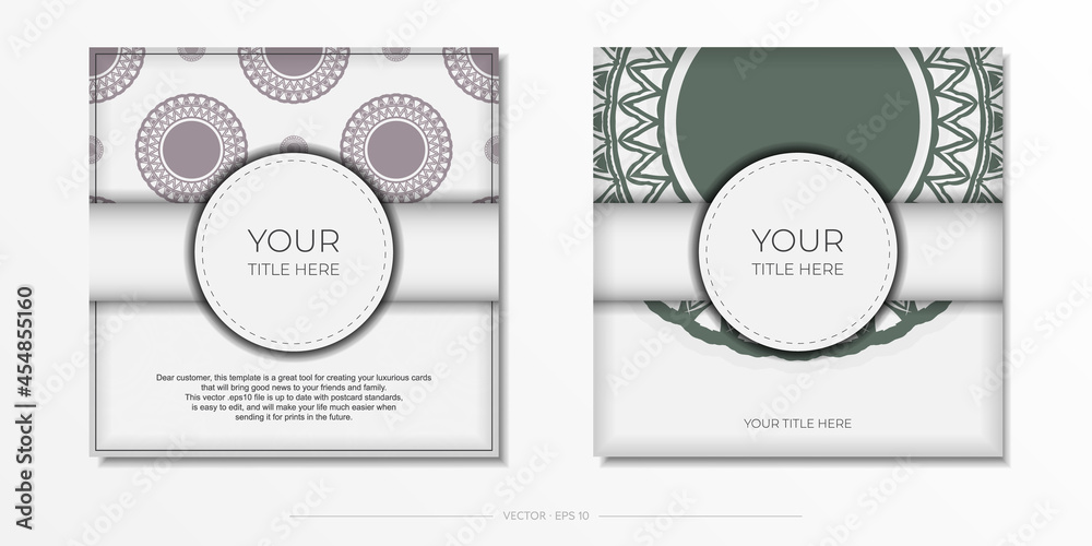 Preparing an invitation card with a place for your text and vintage patterns. Luxurious Template for print design postcard in white color with dark Greek ornaments. Preparing an invitation card with a place for your text and vintage patterns. Luxurious Template for print design postcard in white color with dark Greek ornaments.