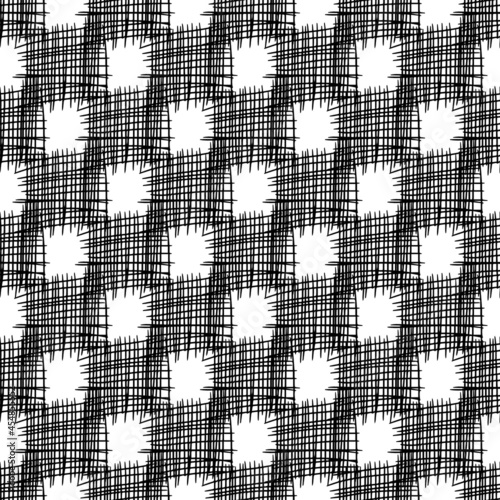 Abstract doodle black and white seamless pattern.