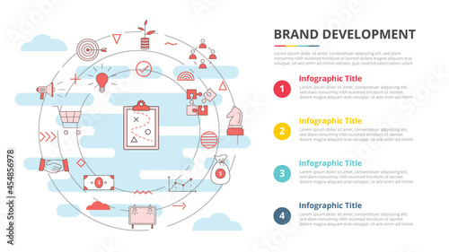 brand development concept for infographic template banner with four point list information