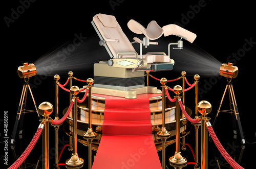 Gynecological examination chair on the podium  3D rendering