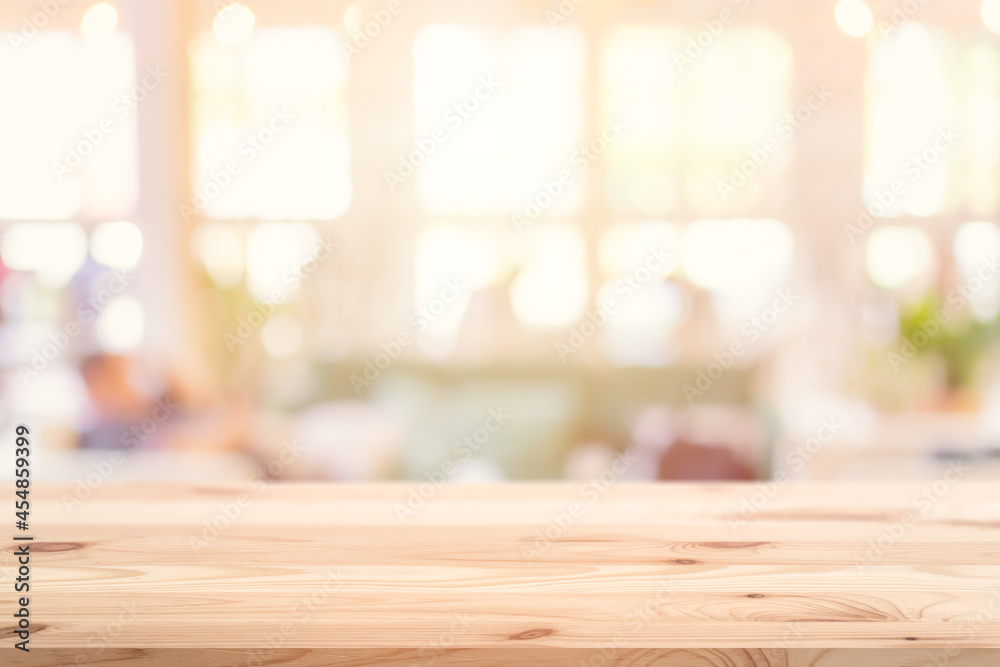Wooden table top foreground with blurred indoor cafe shop and restaurant  background for products display montage advertising banner. Stock Photo |  Adobe Stock