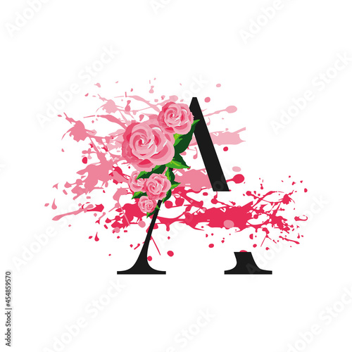 simply beauty initial A rose letter logo vector illustration