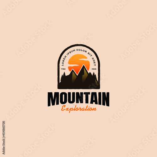 Vintage Mountain Adventure Emblem Logo Design
